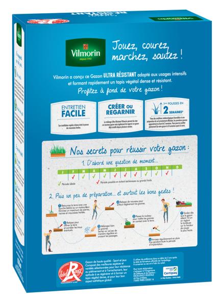 Ultra résistant - Gazon Ultra Résistant - Label Rouge - 3 kg + Semoir à main Gazon/Engrais - MEDIA_PACKAGING_VERSO